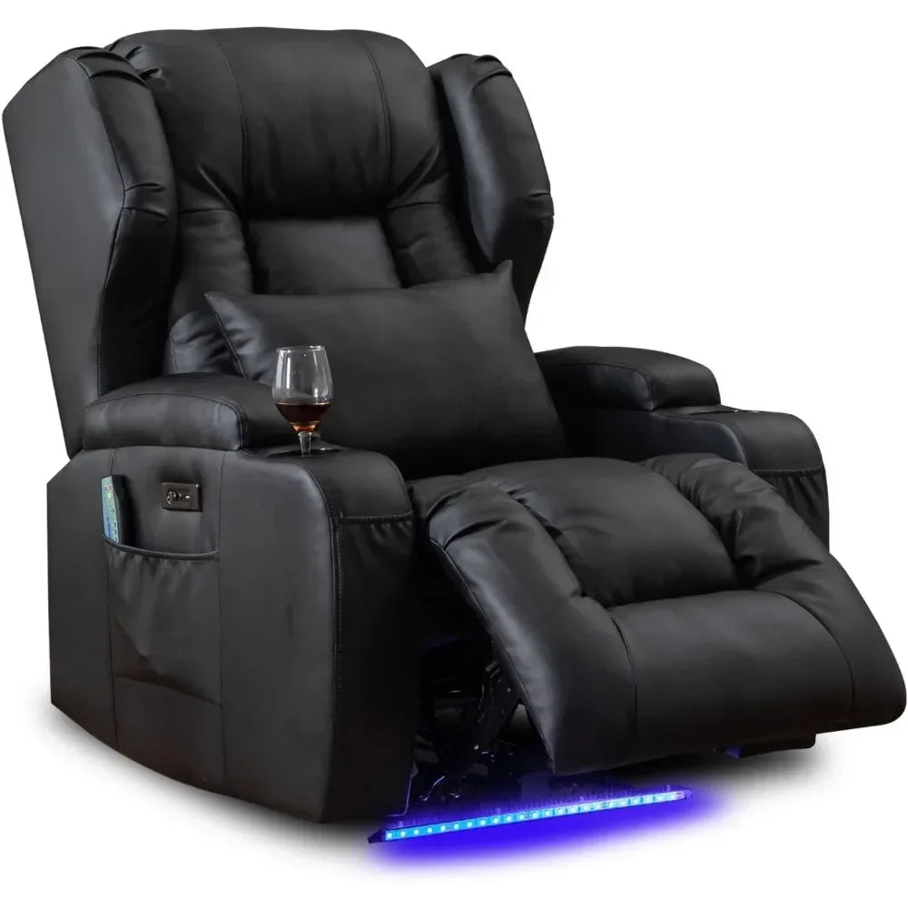 ANNABELLE Power Recliner Chair with Heat & Massage - Velvet Recliner Sofa for Living Room - 31.5" W