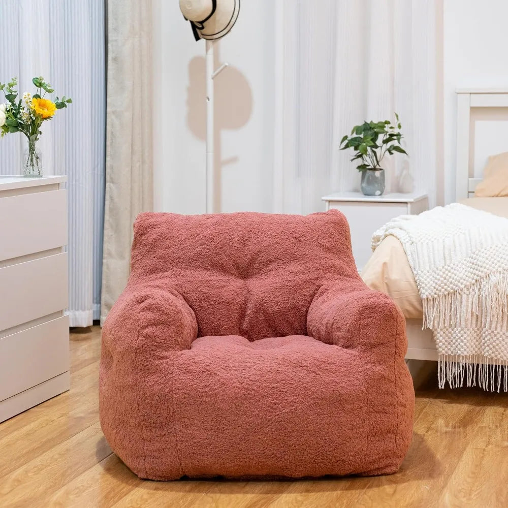 REMINGTON Selorra Tufted Sherpa Bean Bag Chair - Cozy Lounge Style - 34.25"W