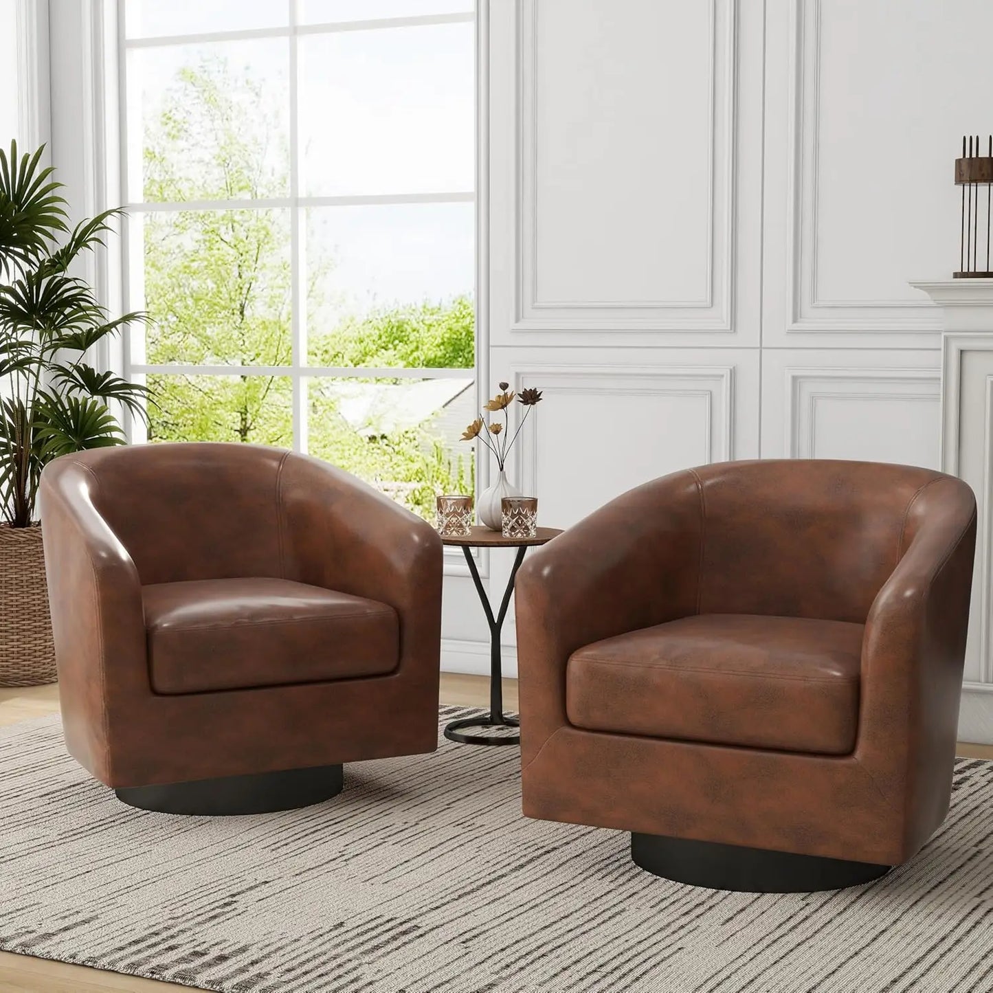 VINCENT Swivel Barrel Accent Chairs Set of 2 – Modern Armchair - 28.79" W