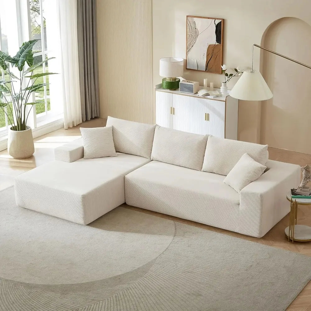 DANIELA Minimalist Corduroy U-Shaped Sectional Sofa – Upholstered Lounge Couch with Chaise | 108.5"W