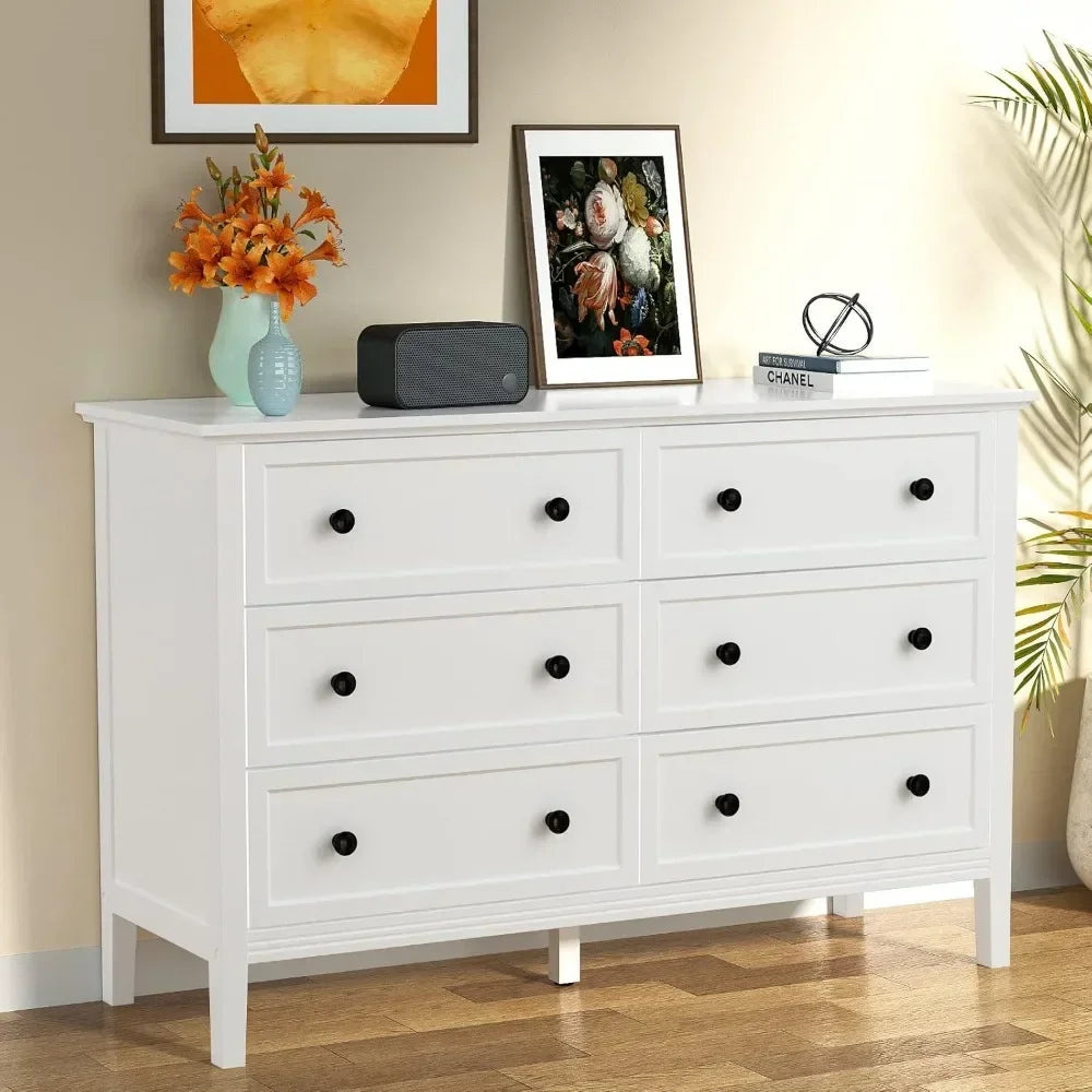 POPPY Modern Elegant 6-Drawer Dresser with Metal Handles - 47'' Wide