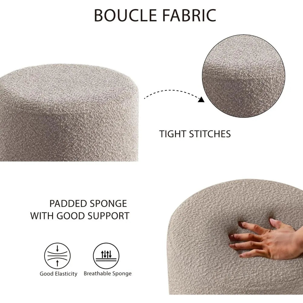 VIOLET Modern Round Ottoman with Soft Padded Seat-14.57" W