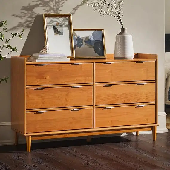 MAISIE Modern Solid Wood 6-Drawer Dresser with Gallery-Top - 53.5'' Wide