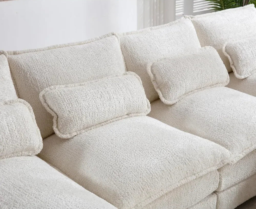 NAOMI Cloud Haven Modern U-Shaped Sectional Sleeper Sofa – Chenille Fabric Couch – 110.63"W