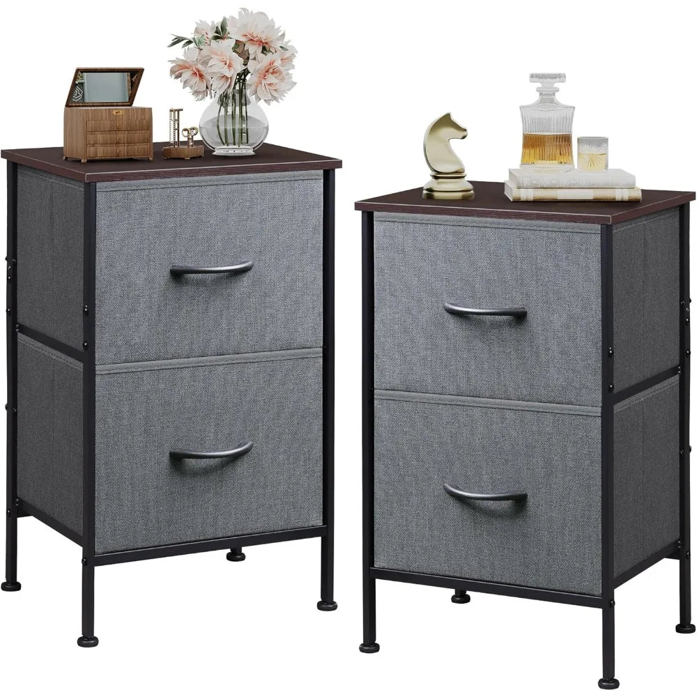 AURELIA Modern Minimalist 2-Drawer Fabric Nightstand - 15.7'' Wide