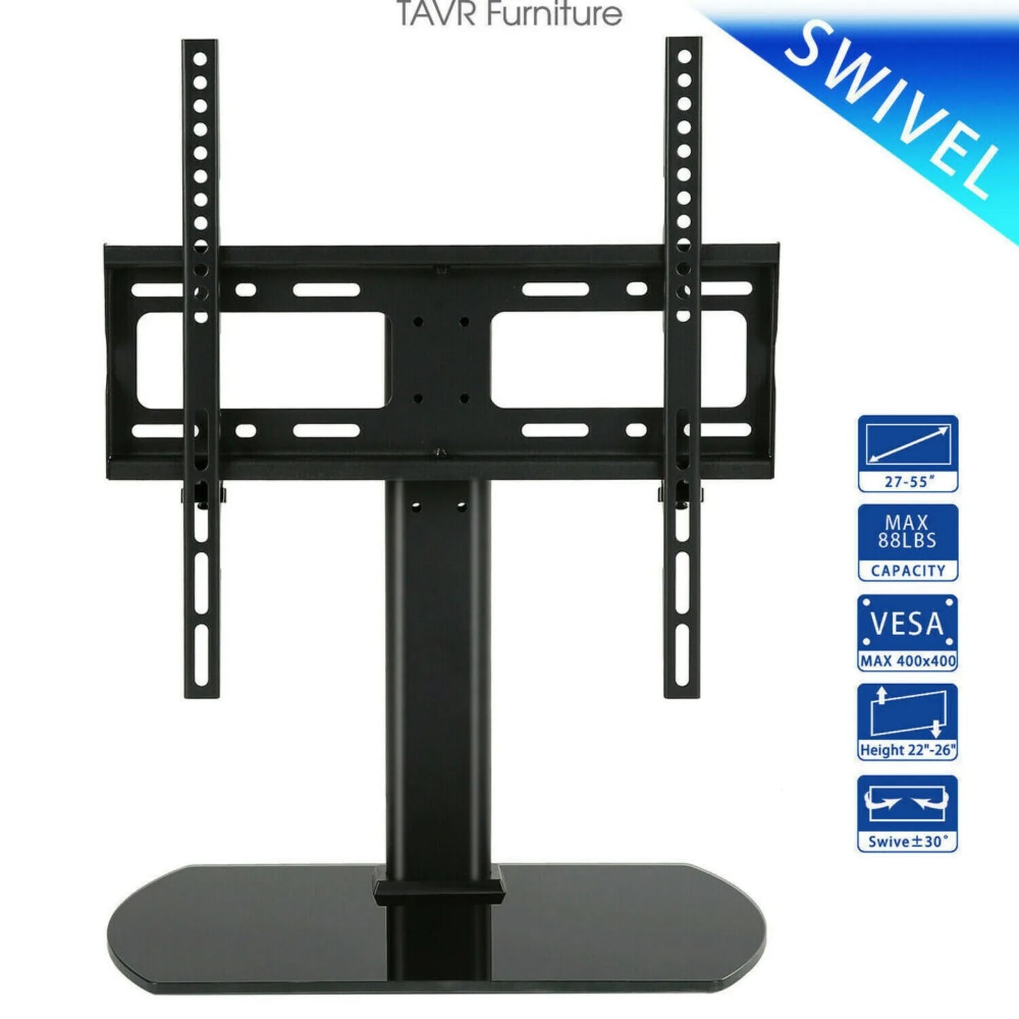 Universal Swivel TV Stand Modern Tabletop TV Stand for 37 to 60 inch TVs, Black United States