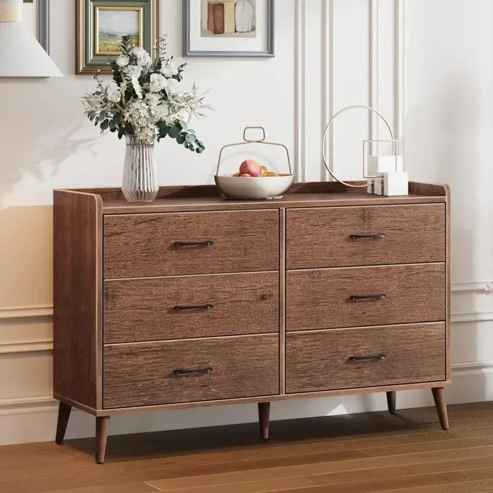 ADELAIDE Modern 51.2'' Wooden Dresser with 6 Drawers & Foldable Dividers