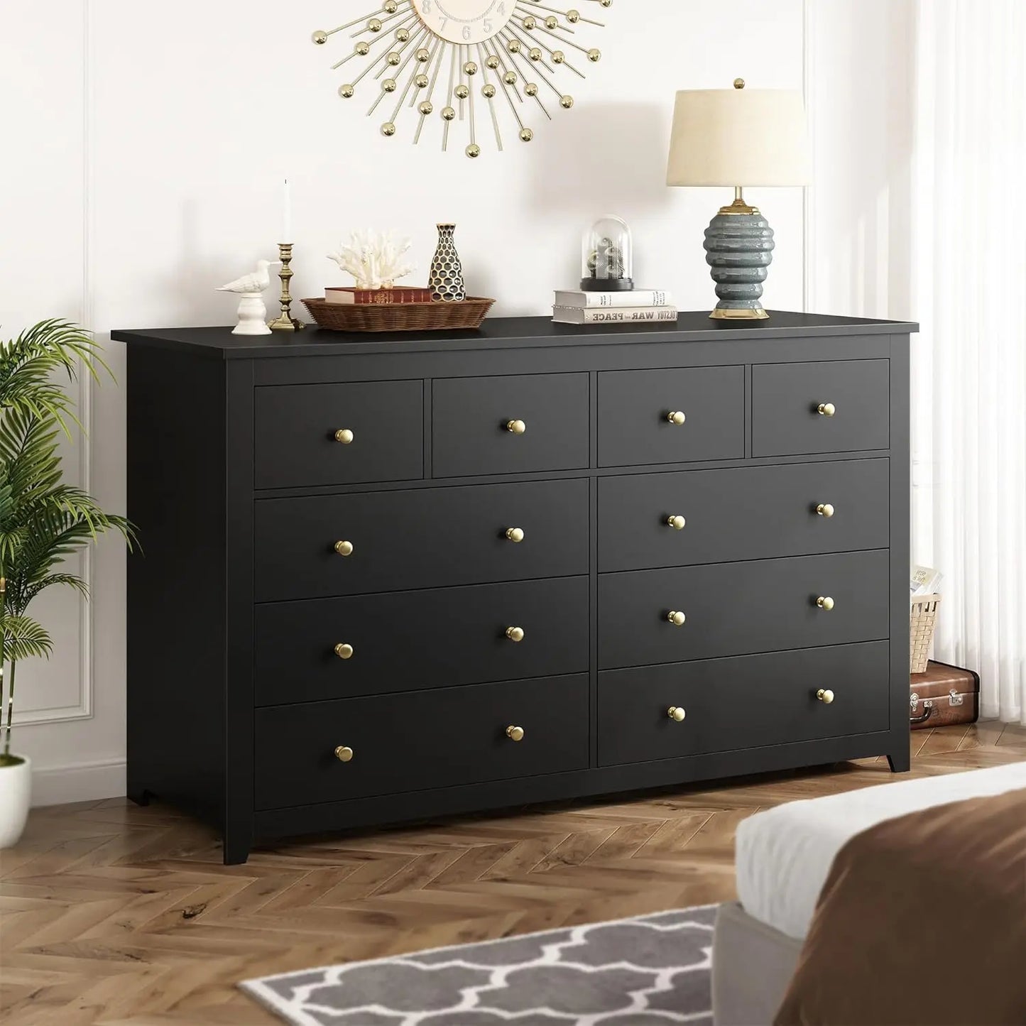 KAILANI Modern Minimalist 10-Drawer Dresser - Wide Storage Chest for Bedroom & Living Room - 52.2''