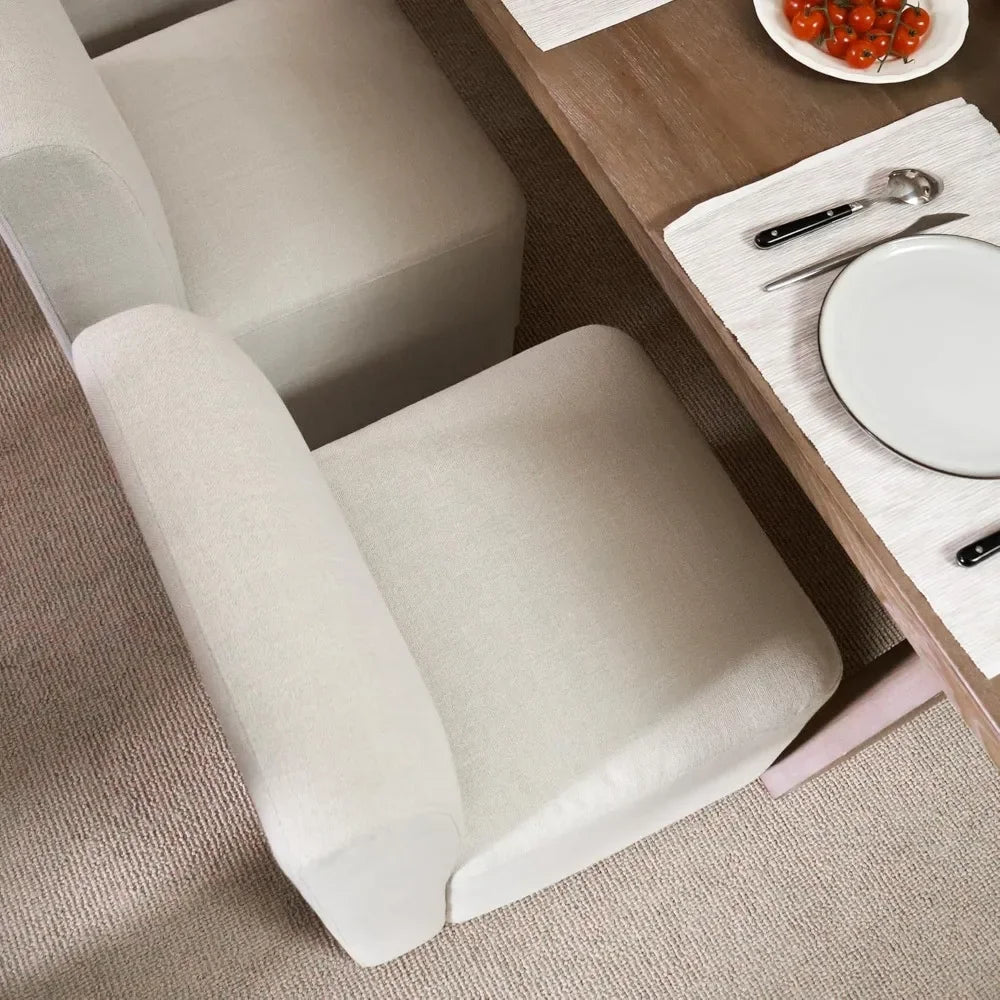 ABEL Elvara Modern Upholstered Rolling Dining Chair Set – Armless Style – 20.1"W