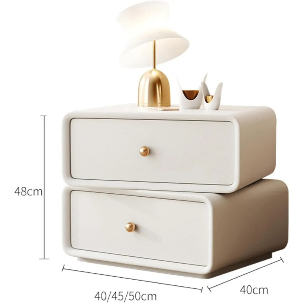 LOGAN Modern Cream Rotatable Wooden Nightstand - 19.69''
