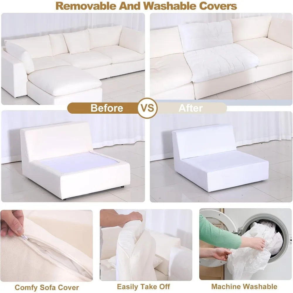 ZACHARY Modular Sectional Sofa - Cloud-Inspired Oversized Deep Seat Couch - 163"