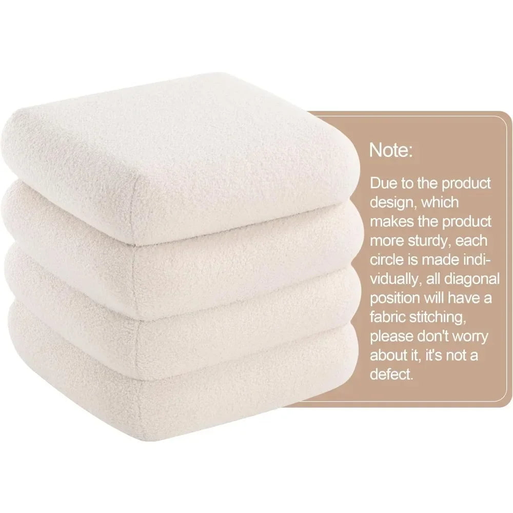ELLIE Sherpa Upholstered Footstool with Storage - 18.9" W