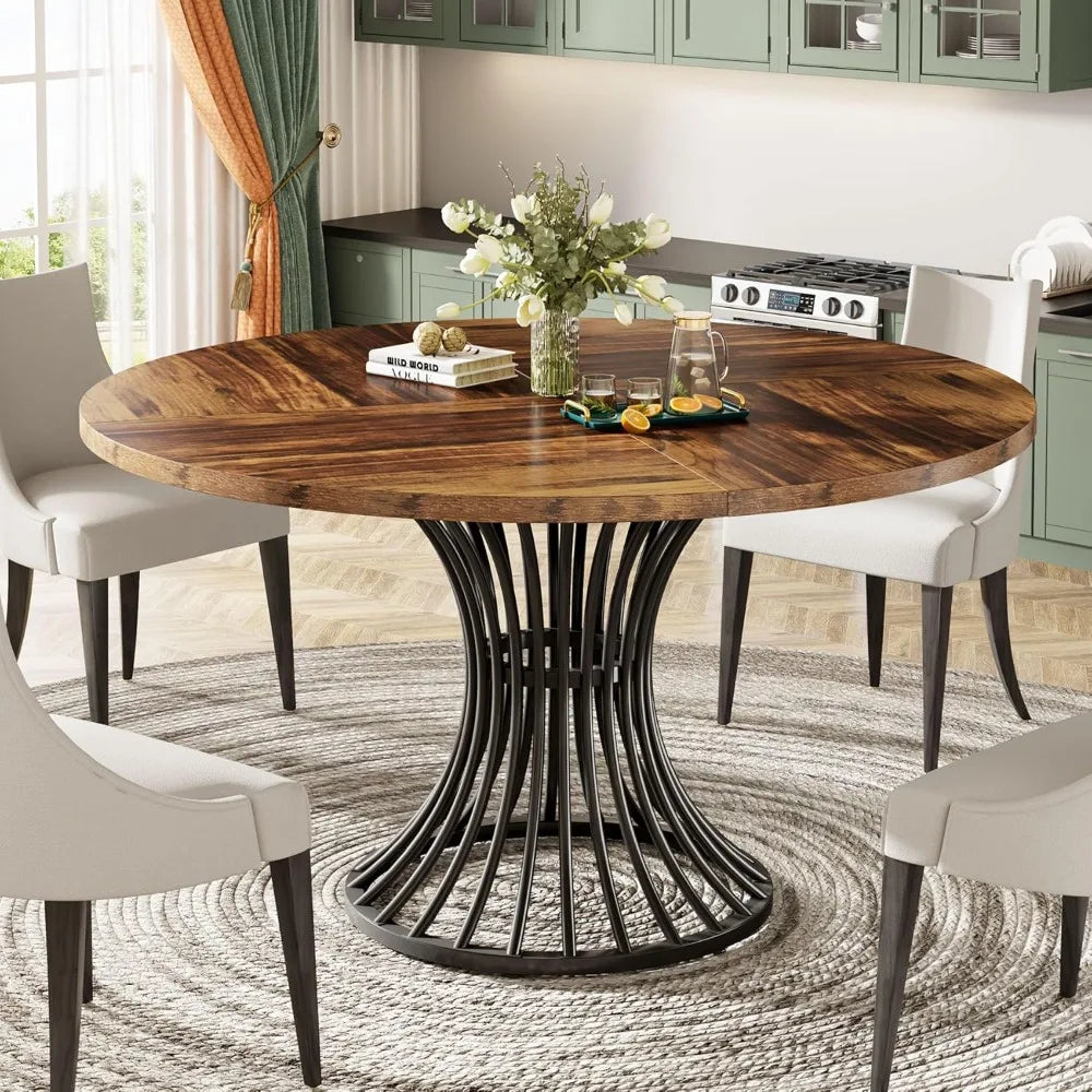 OLIVER Round Farmhouse Dining Table Vintal Industrial Style 47 - W