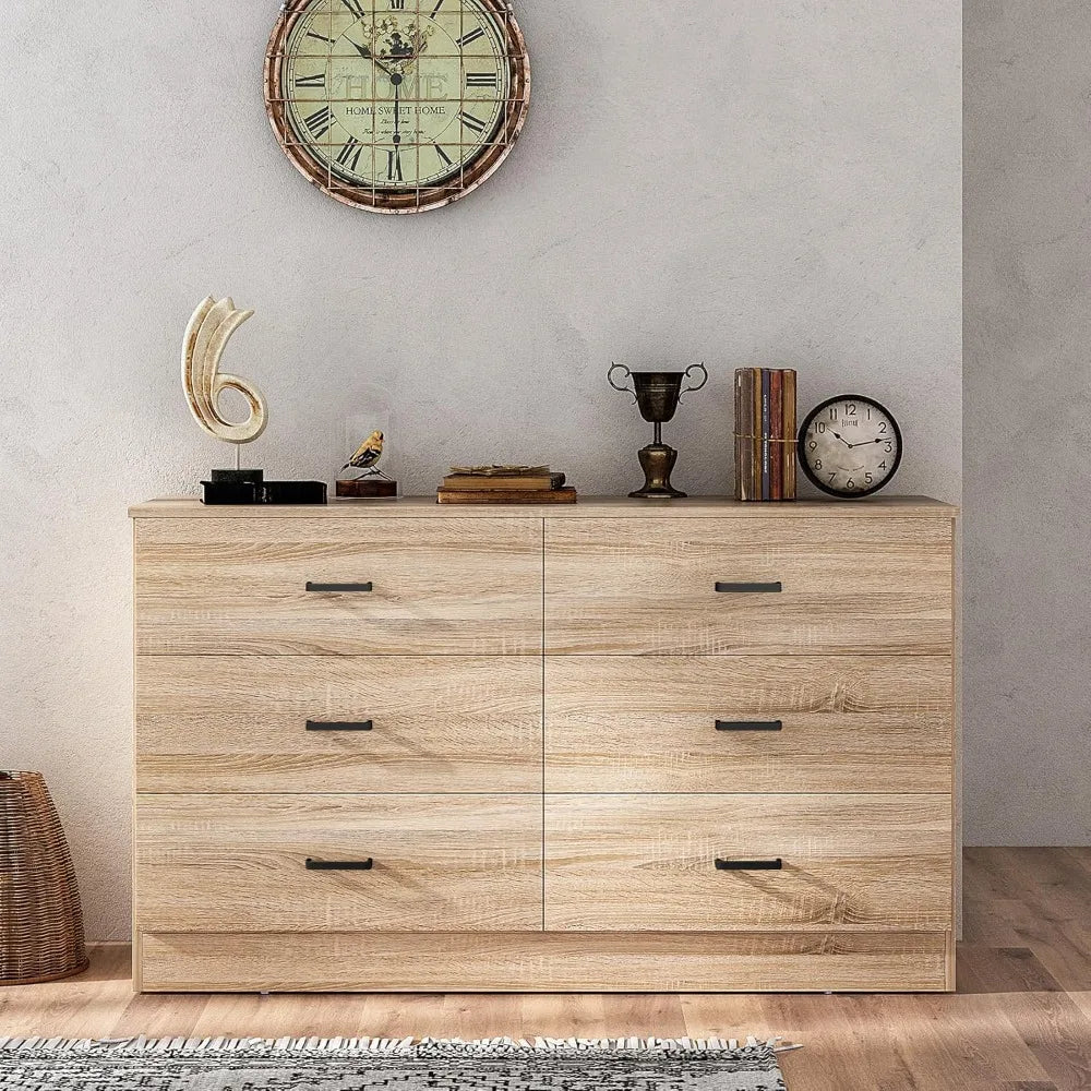 LUCILLE Modern Wood Dresser for Bedroom - 47.24'' Wide, 6 Drawers Storage Cabinet