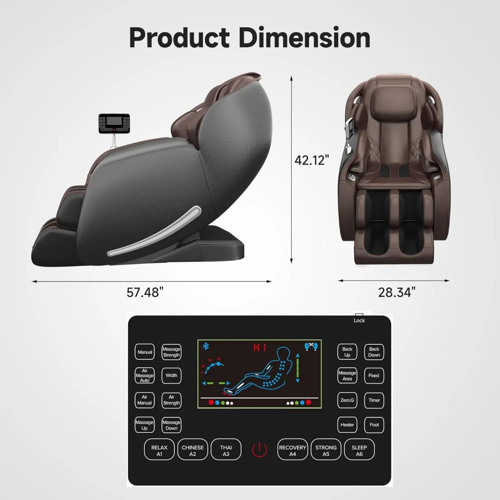 BLAKE Full Body Zero Gravity SL-Track Shiatsu Massage Chair with APP Control-28.34" W