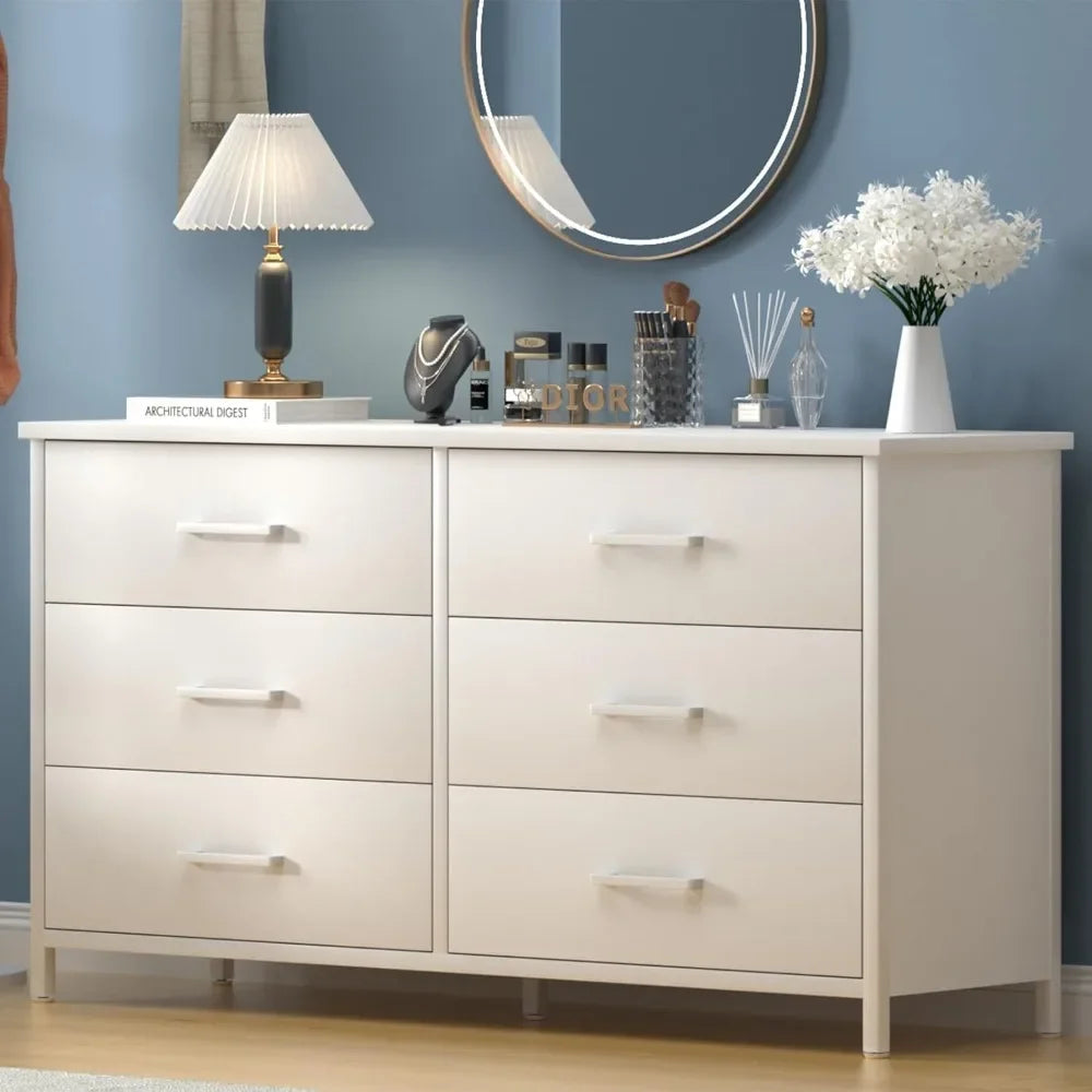 ARIEL Modern Minimalist 6-Drawer Dresser – Wide Storage Chest – 47.2''