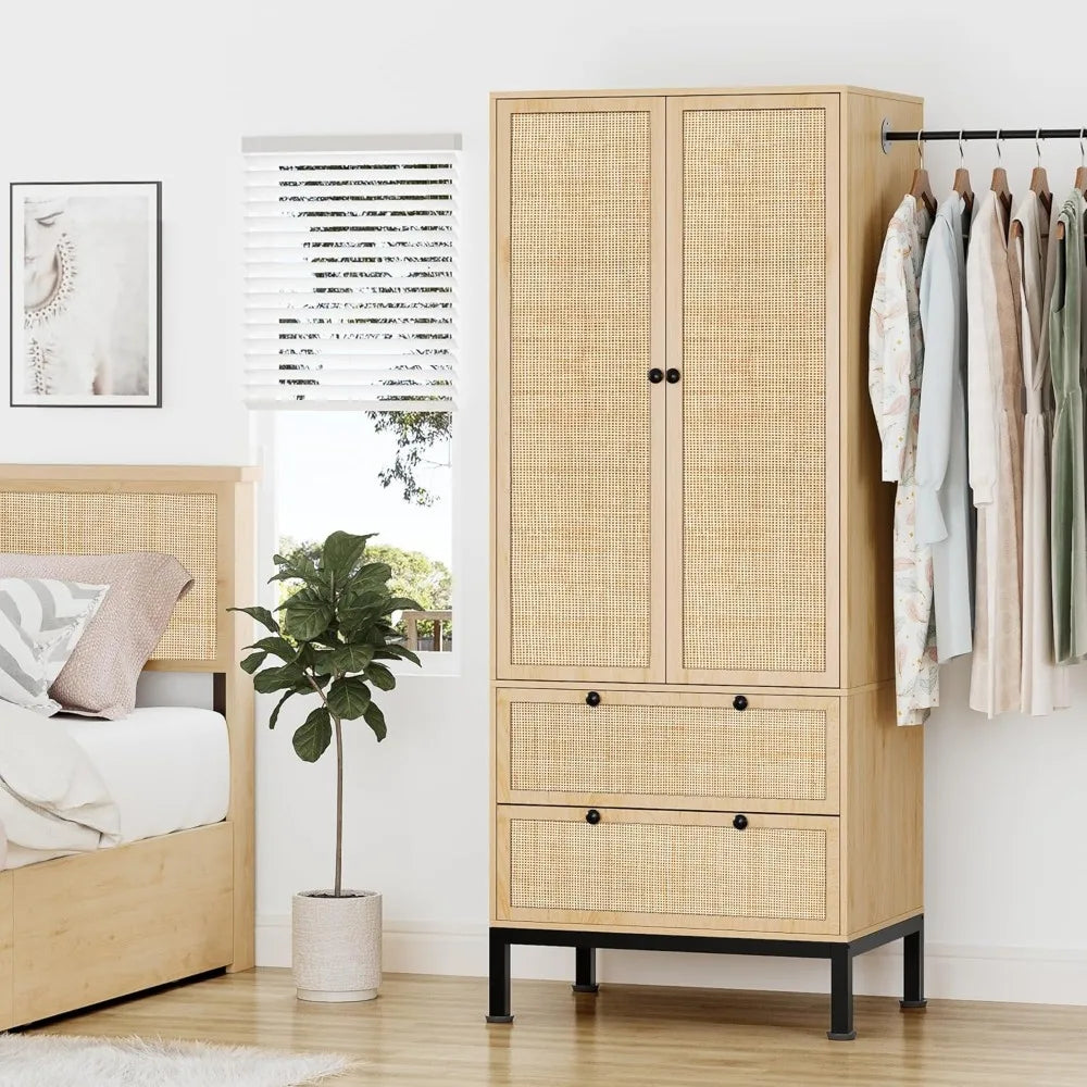 DEMI Freestanding Wooden Storage Cabinet with Hanging Rod | 30.1"W