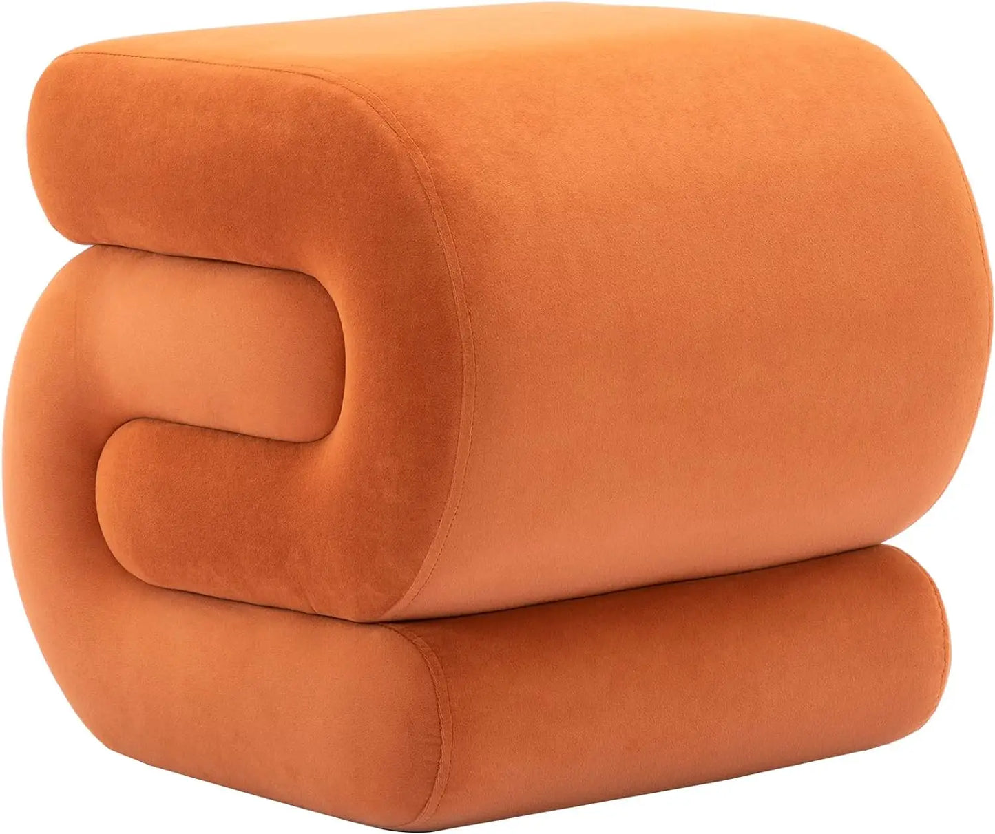 MACKENZIE Modern Velvet Upholstered Ottoman – S-Shape Foot Stool – 18.1" W