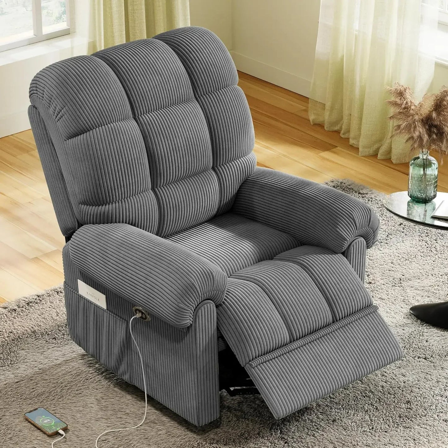 LYDIA Power Recliner Chair - Adjustable Electric Sofa with USB Port - 20.47" W