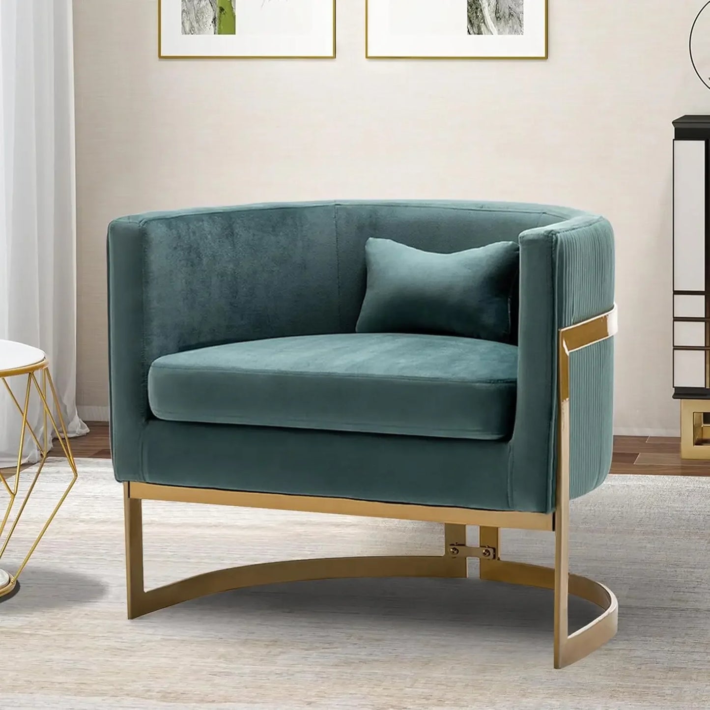MICAH Brown Faux Leather Barrel Accent Chair – Modern Upholstered Armchair - 31" W