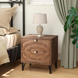 ANIYAH Vintage 19" Nightstand with 2 Drawers – Elegant Wooden Bedside Table for Bedroom & Living Room
