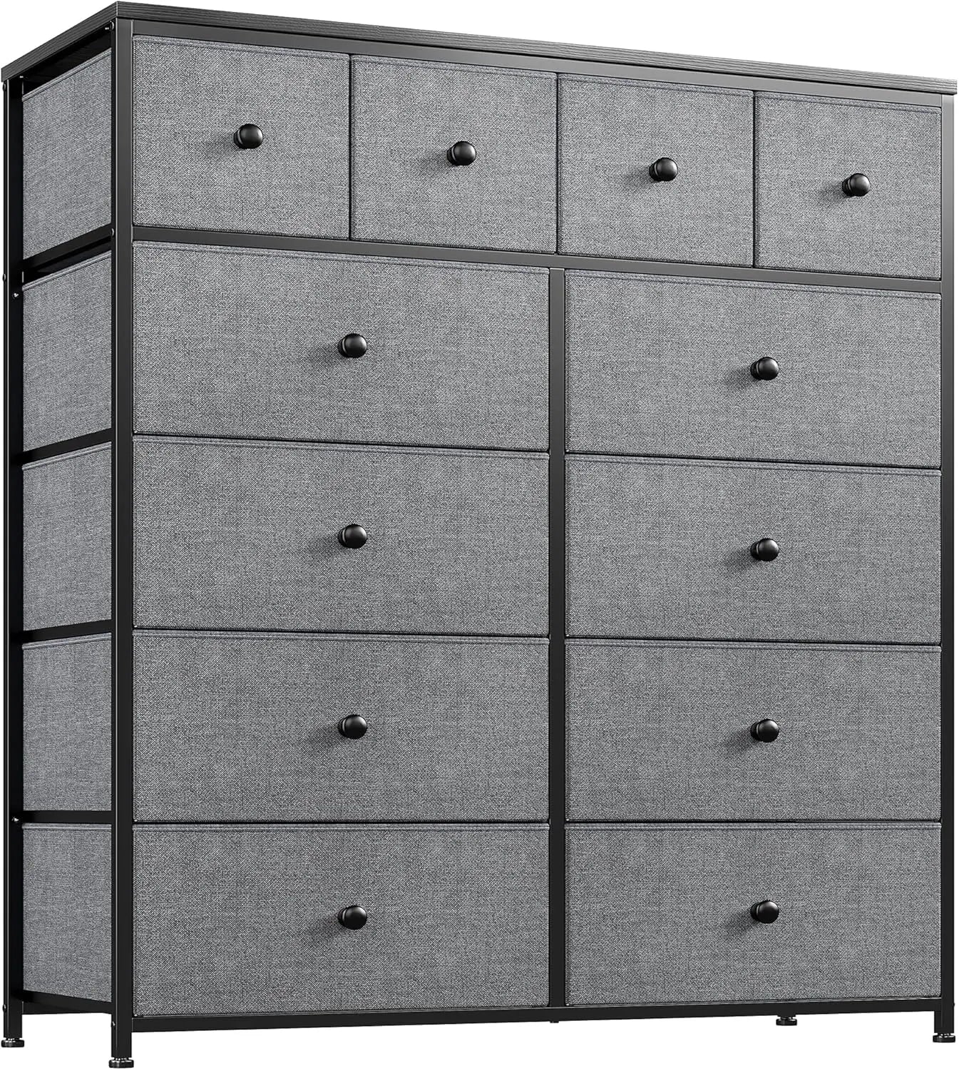 DIANA Minimalist Fabric 12-Drawer Dresser - Modern Storage Chest - 41" Wide