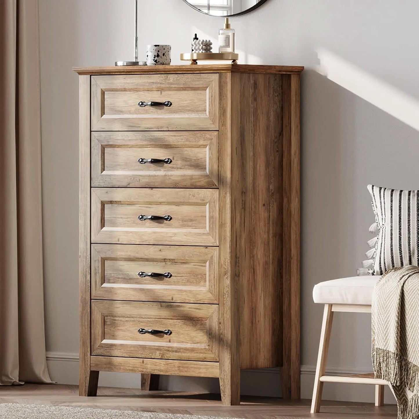 JULIANA Farmhouse 9-Drawer Wood Dresser - 53'' Wide Rustic Chest for Bedroom