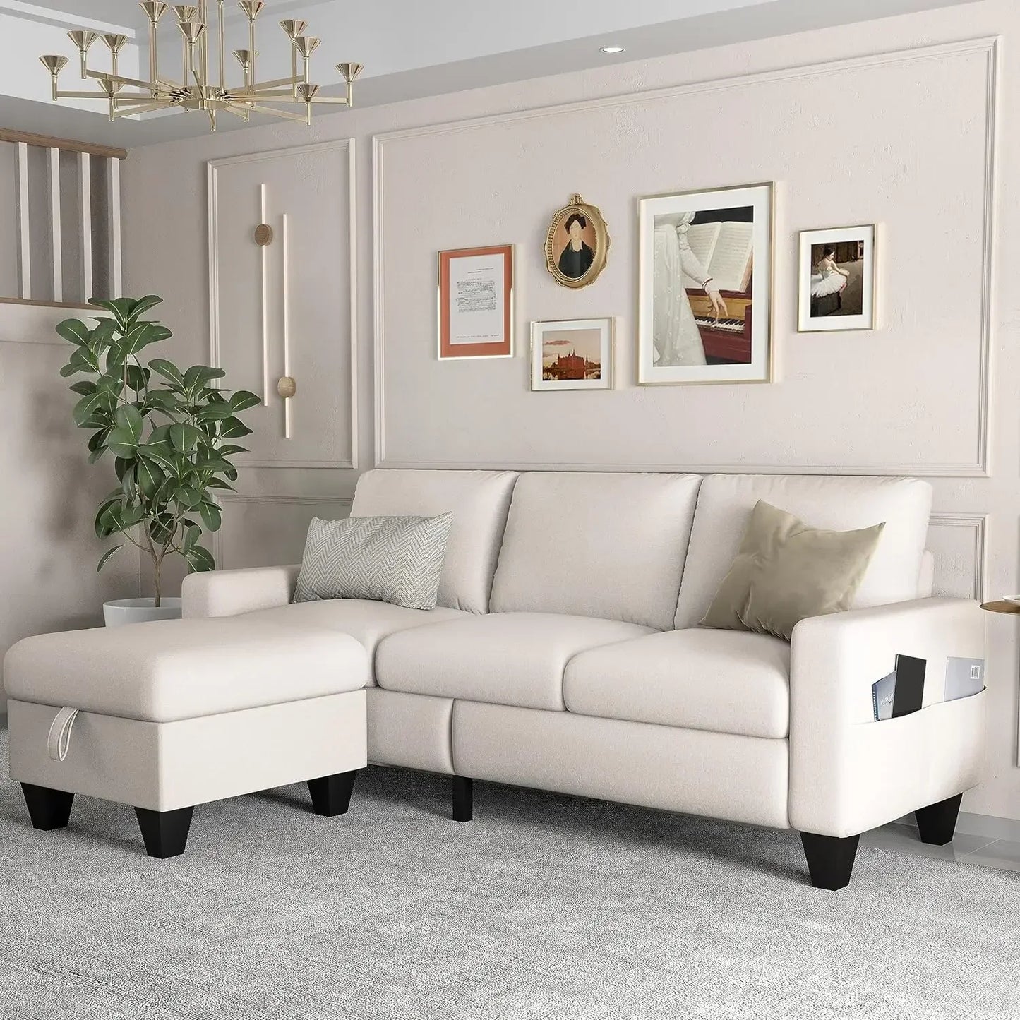 MADELINE Modern Minimalist L-Shaped Convertible Sofa Set - 78"W