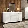 AUBREE Modern High Gloss 6-Drawer Dresser with Silver Handles - 54" W