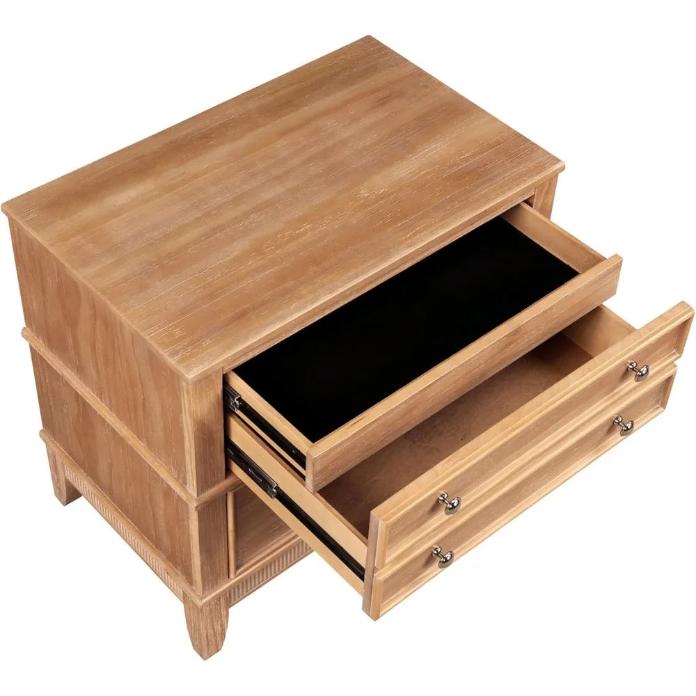 EMORY Rustic 3-Drawer Solid Wood Nightstand - 27.3" Wide Bedside Table with Storage