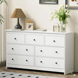 BRYNLEE Modern Minimalist 55'' Wide 7-Drawer Wood Dresser with Gold Handles