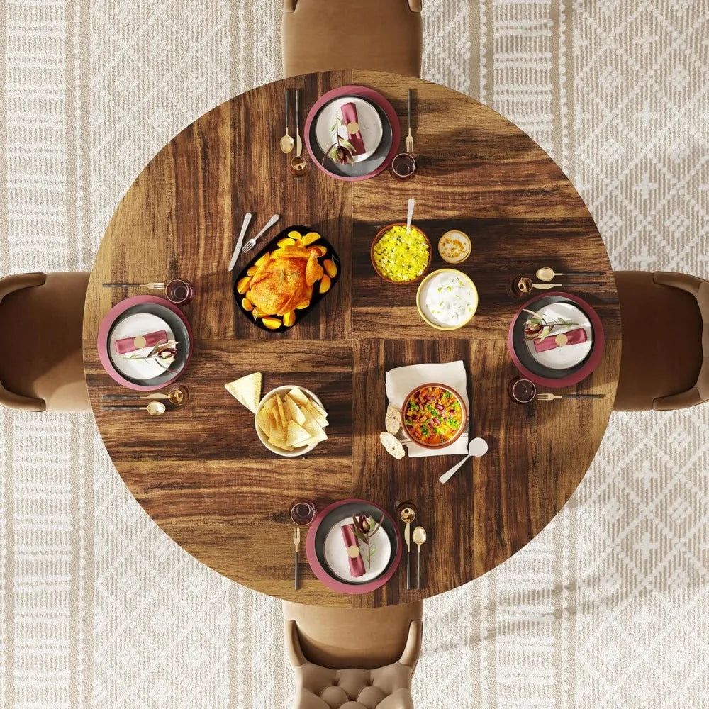 OLIVER Round Farmhouse Dining Table Vintal Industrial Style 47 - W