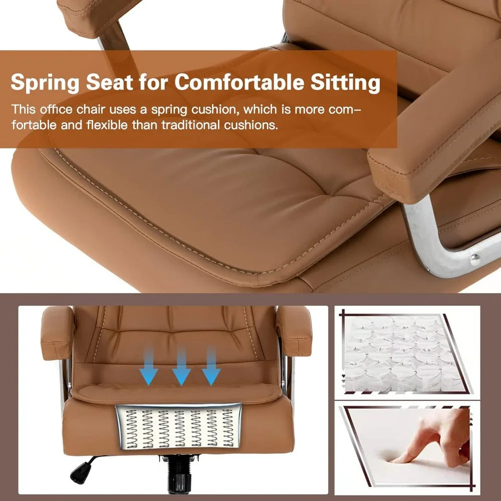 EMIRATES Executive Office Chair - Adjustable High Back Leather Chair - 27.56" W