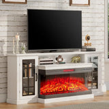 3-Sided Glass Fireplace TV Stand for TVs up to 65'' with 12 Color, Media Entertainment Center Console Table