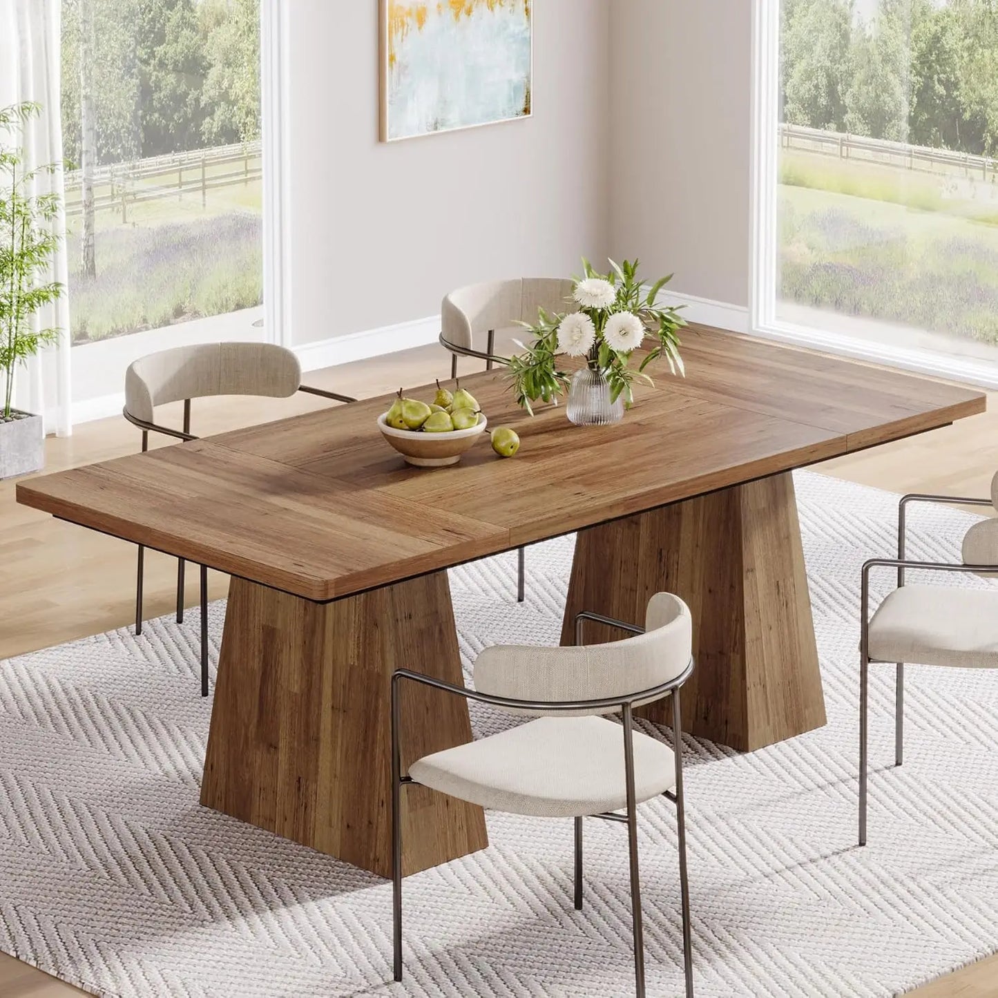 JESSICA Modern Black Rectangular Dining Table - 63" W