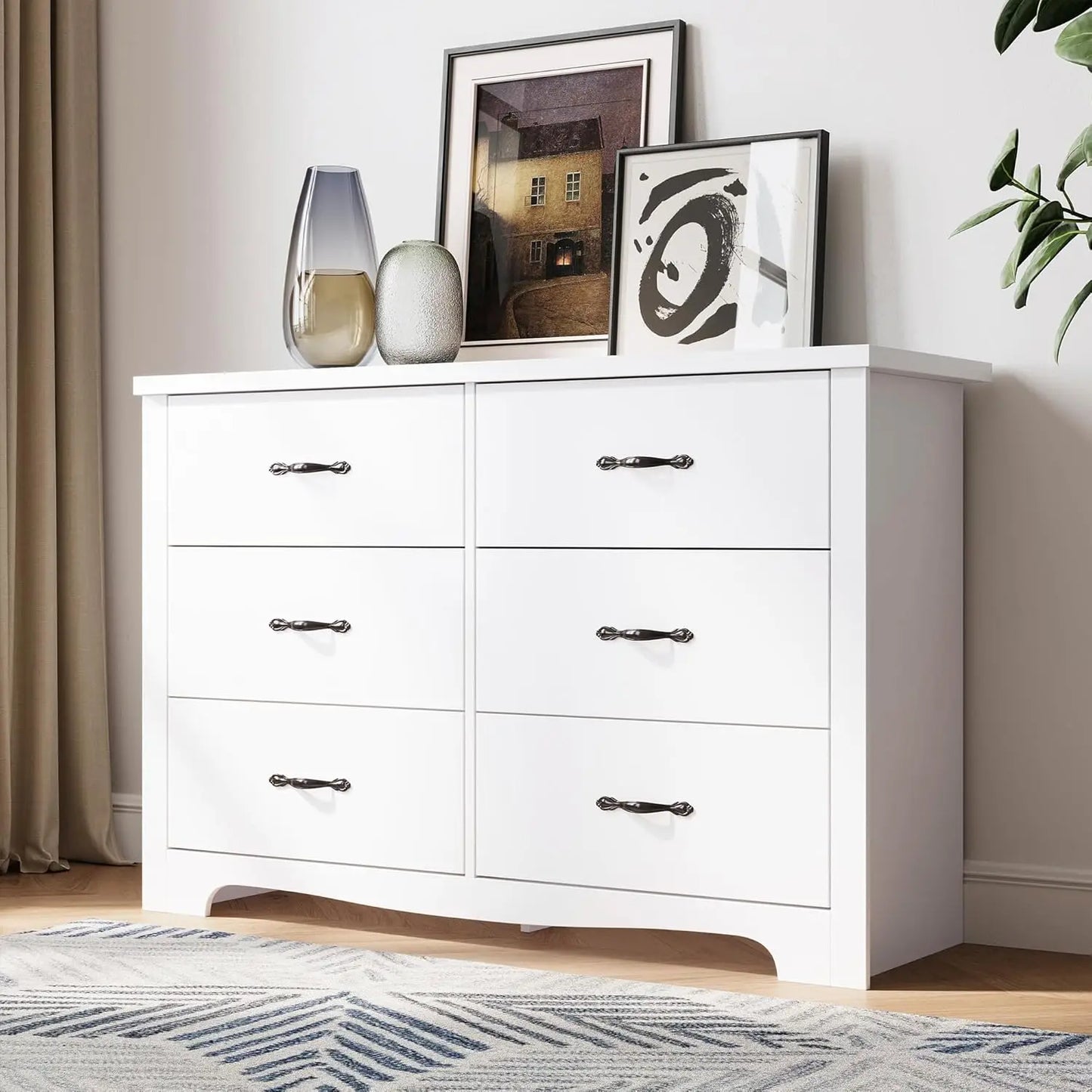FAITH Modern 6 Drawer Dresser - Minimalist Wood Storage Chest - 47.2'' Wide