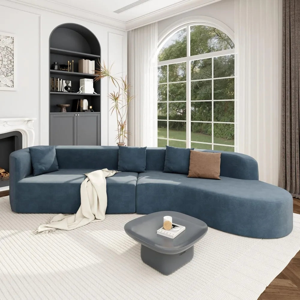 ADALYNN Modern Minimalist Curved Half Moon Sectional Sofa – Upholstered Fabric Couch | 125.8"W