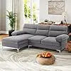 TUCKER Mordella Modern Chenille Fabric L-Shape Convertible Sofa Couch – 85.2"W Sectional