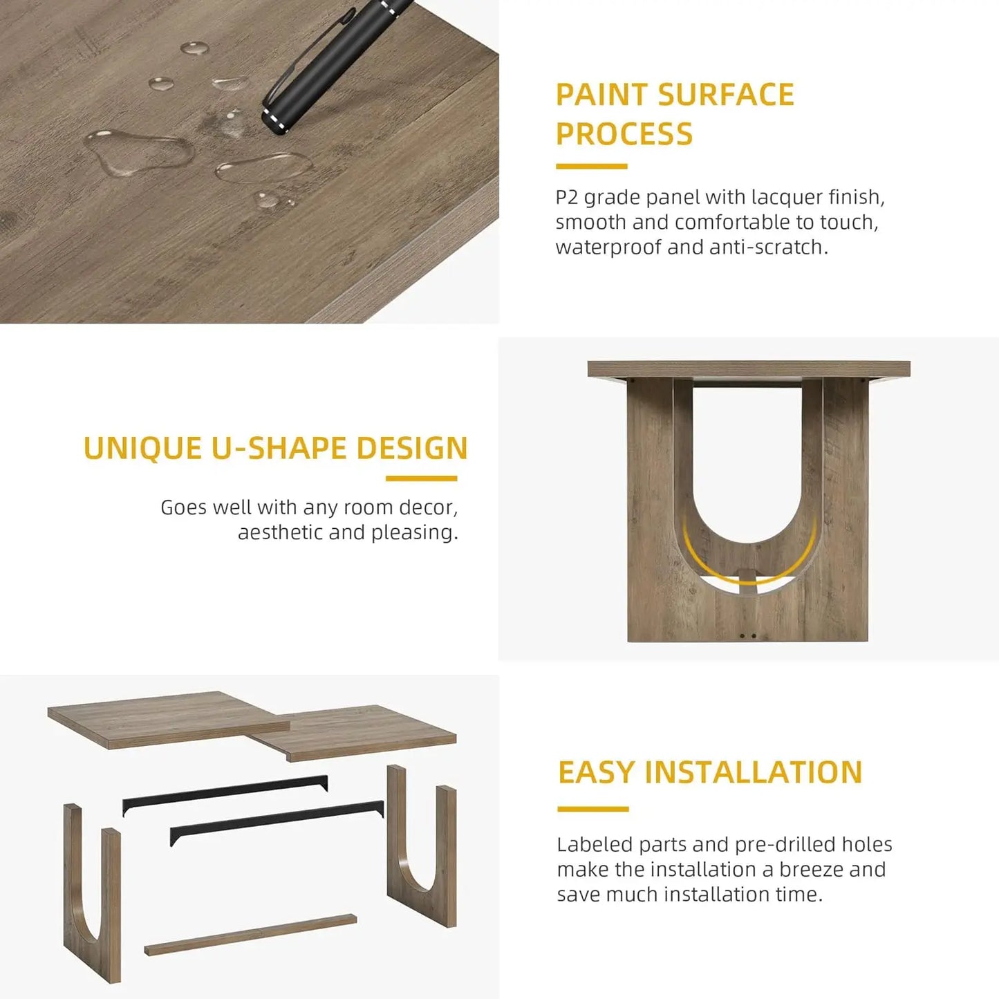 SUSAN Modern Farmhouse Rectangular Dining Table - 70.86" W