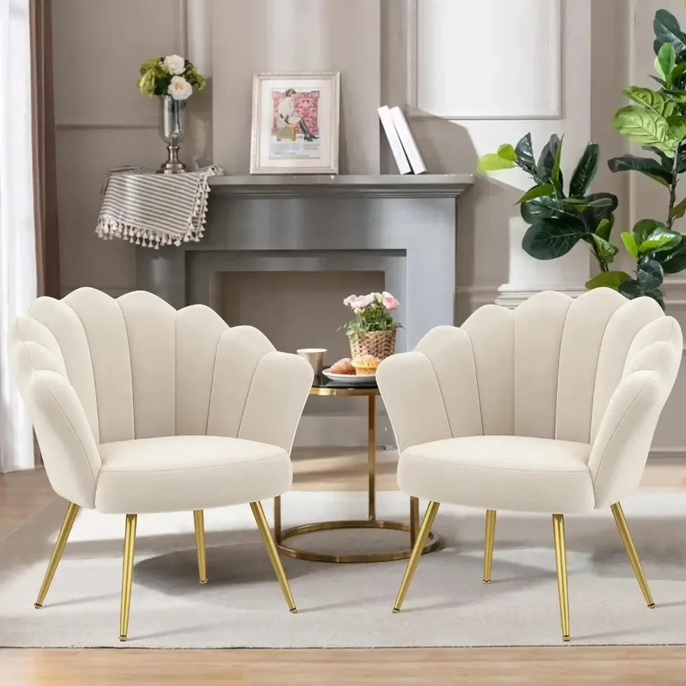 COLE Floria Mid-Century Velvet Petal Chair-21.06"W