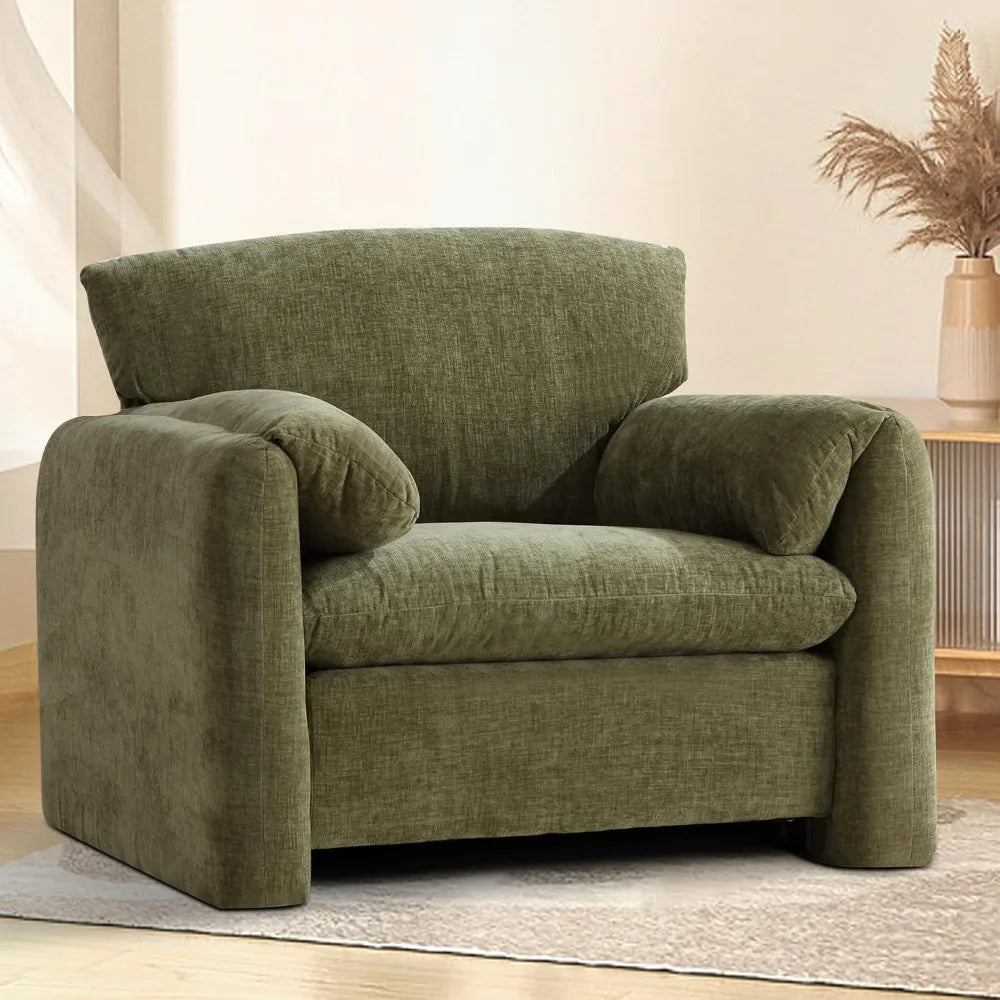 ANDREA Chenille Oversized Armchair – Mid-Century Modern Lounge Chair - 38.6" Width