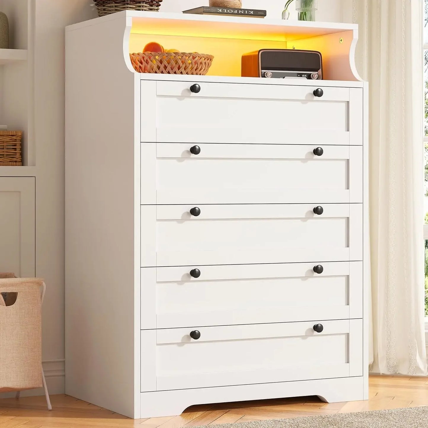 JULIET Modern LED Bedroom Dresser with 5 Drawers - 31.5'' Wide