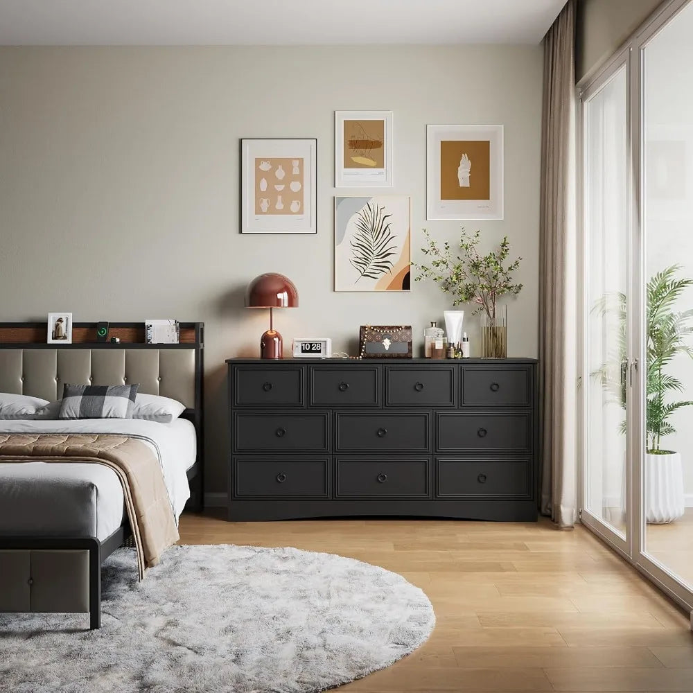 HARLOW Modern 10 Drawer Dresser - Elegant Chest of Drawers for Bedroom & Living Room - 59” Wide