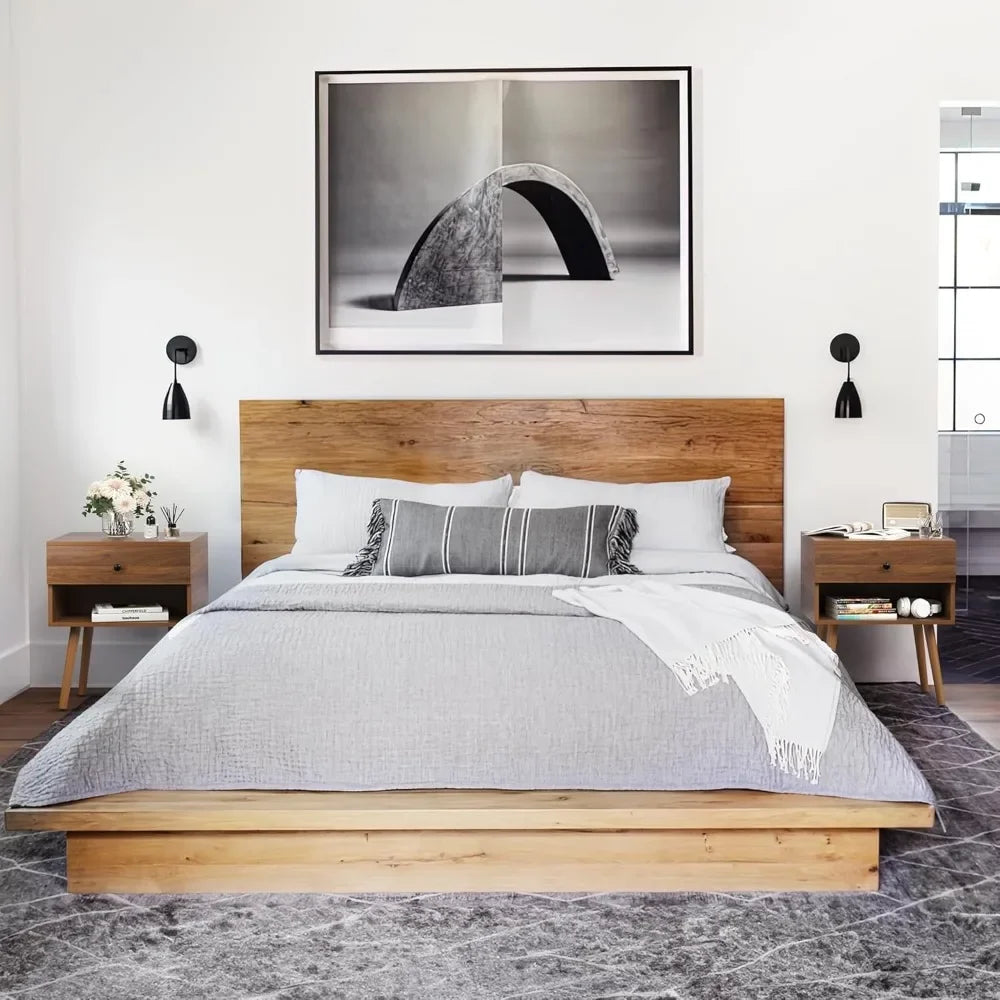 MYLAH Mid-Century Hidden Compartment Nightstand - 17.9'' Wide Bedside Table with Storage Drawer
