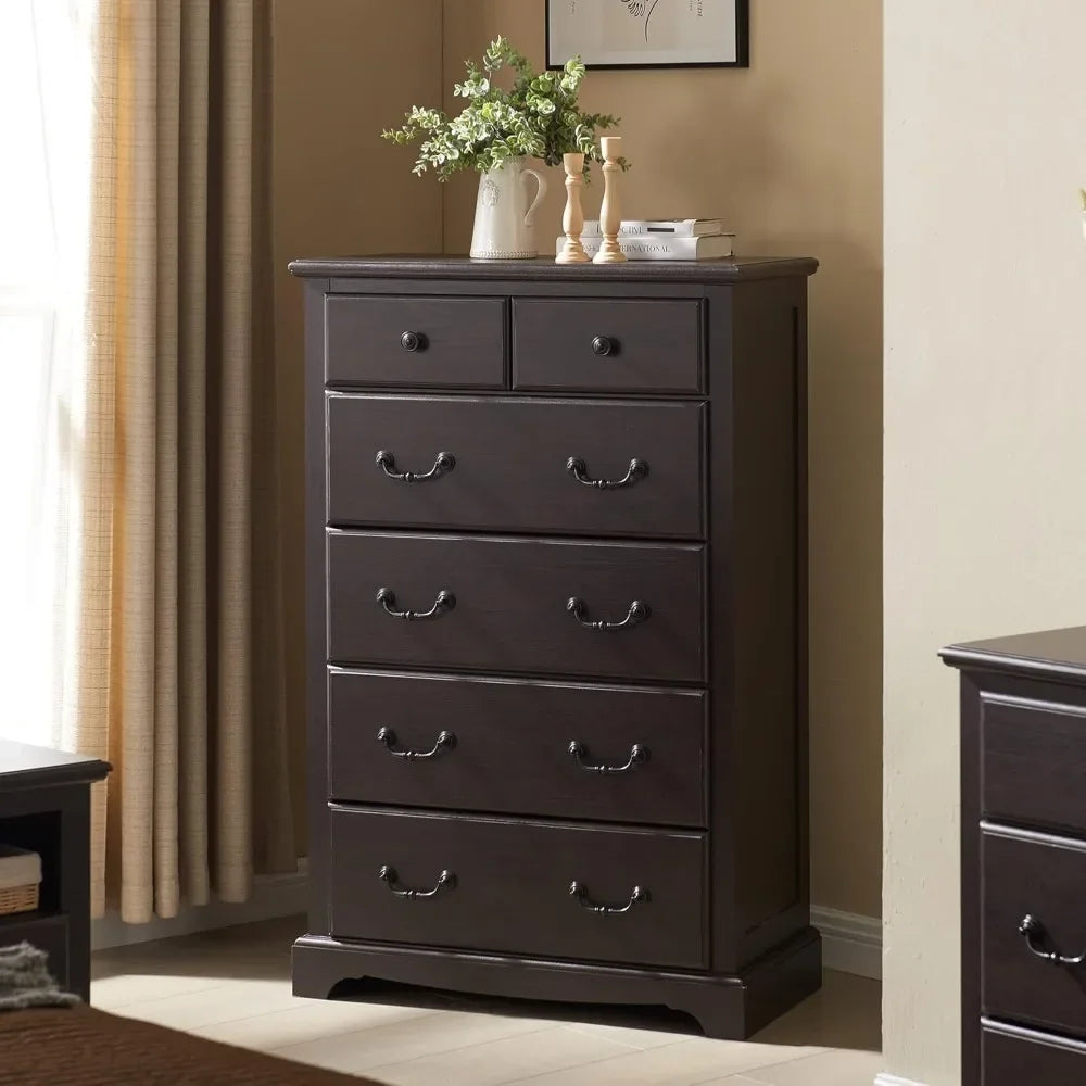 OCTAVIA Vintage 6-Drawer Chest of Drawers - 32'' Wide Bedroom Dresser, Classic Ball Pull Handles