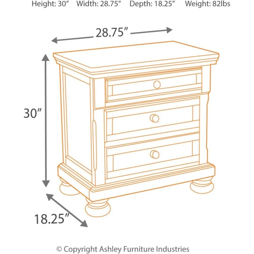 HARLEY Wood Nightstand with 2 Drawers and Hidden Storage - 28.75'' Wide