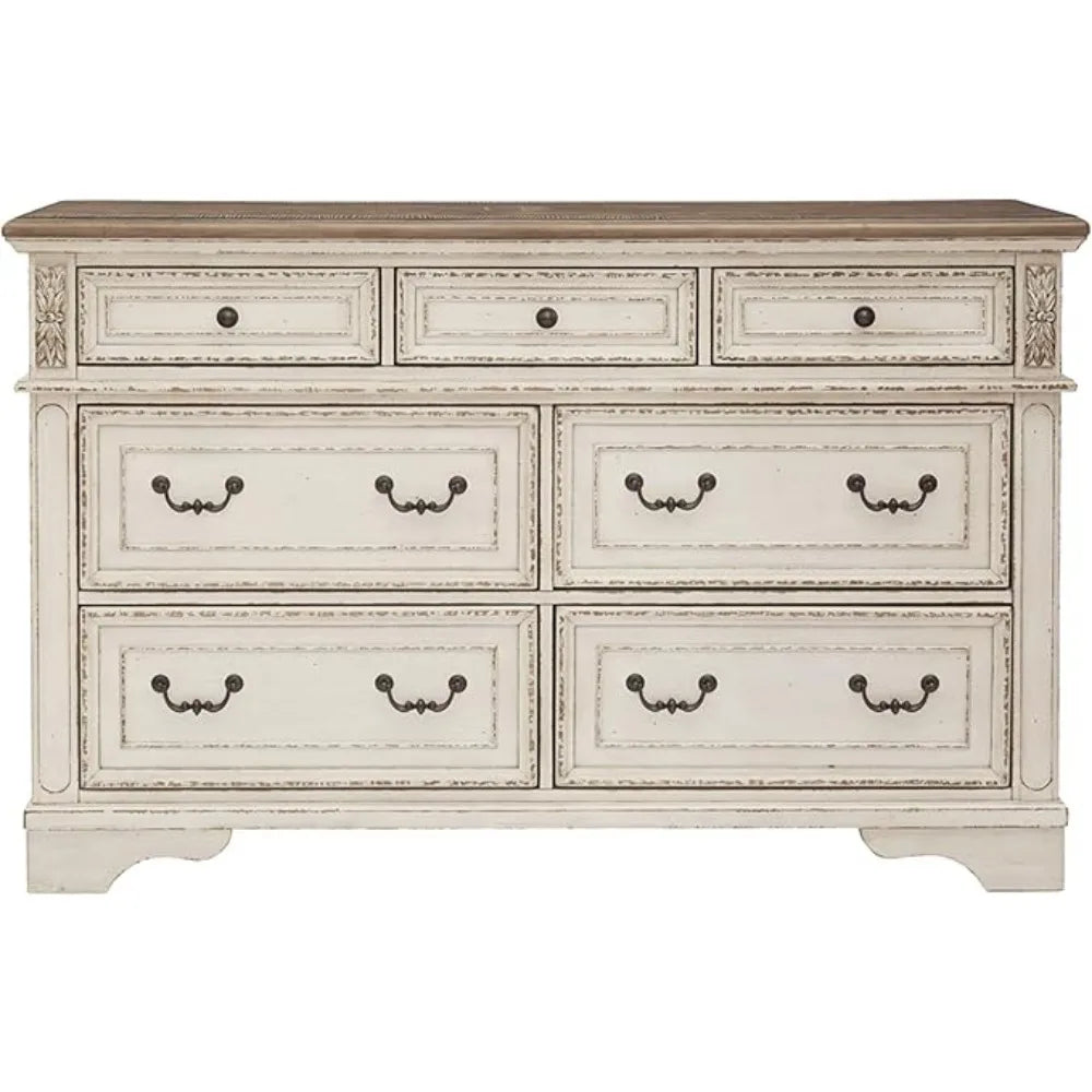 MOLLY Vintage Farmhouse 6-Drawer Dresser - 59" Wide Wooden Storage Chest