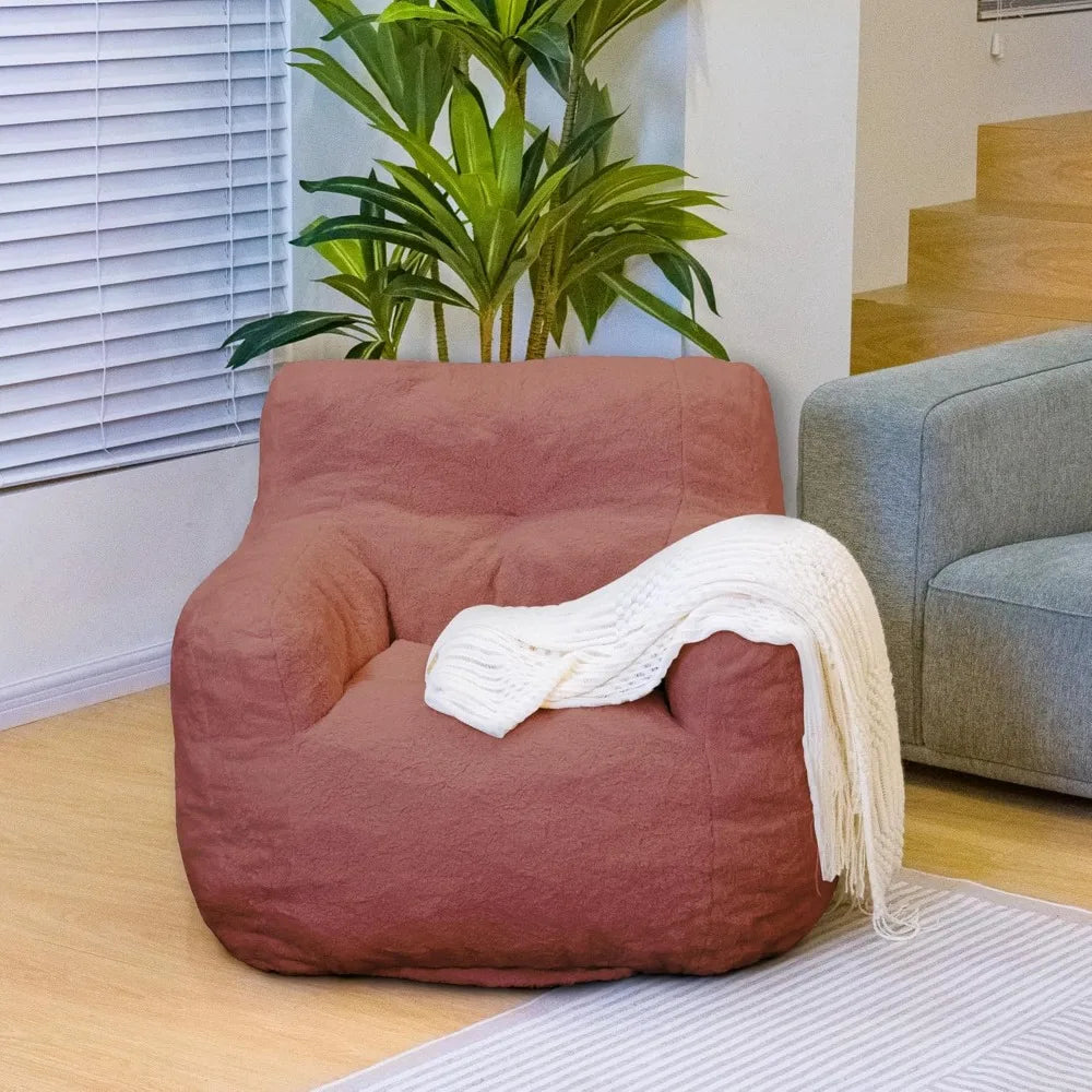 REMINGTON Selorra Tufted Sherpa Bean Bag Chair - Cozy Lounge Style - 34.25"W