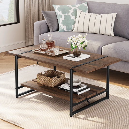 LUIS Rustic Farmhouse Rectangle Coffee Table – 40.9"W