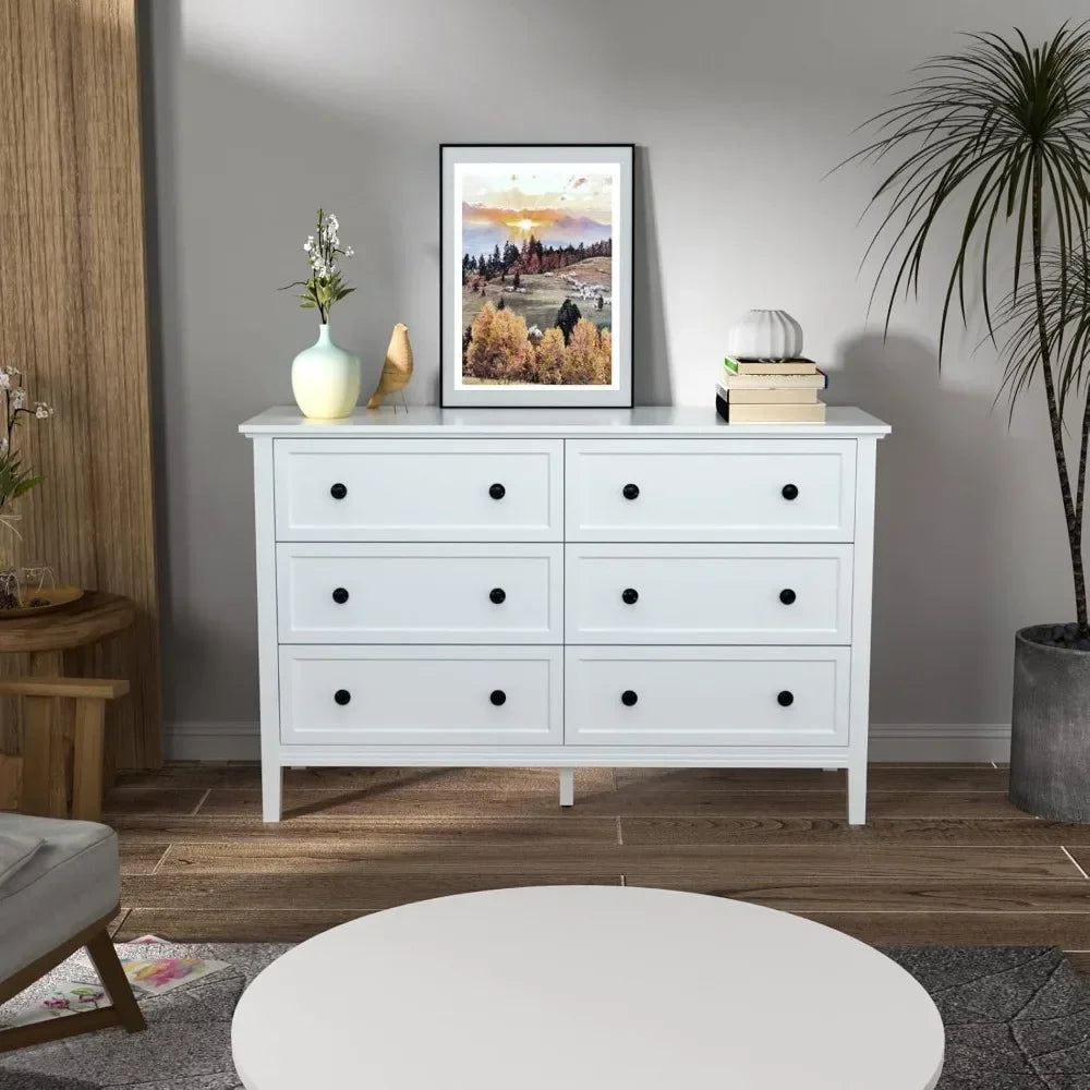 POPPY Modern Elegant 6-Drawer Dresser with Metal Handles - 47'' Wide